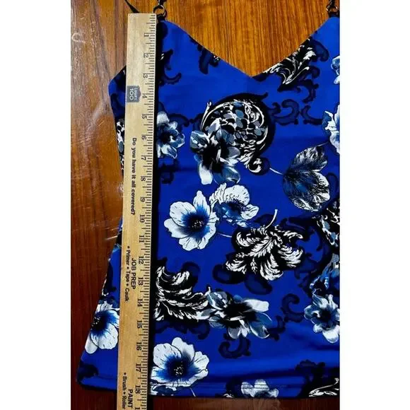 Cache Cami with Shelf Bra Adjustable Straps with Rhinestones Black/Blue XS Vamp - Picture 3 of 6